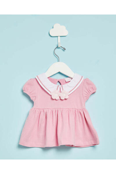 REDTAG Infant Girls Pink Plain Collared Blouse