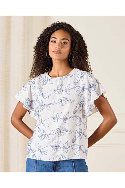 REDTAG Women White Flutter Sleeve Blouse