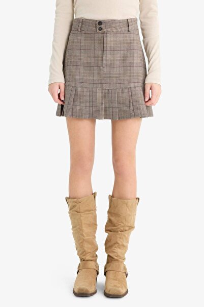 DeFacto Pilise Kareli Normal Bel Mini Etek G3453AX25WN