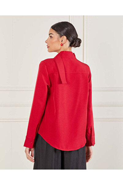 REDTAG Women Burgundy Cowl Neck Blouse