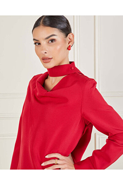 REDTAG Women Burgundy Cowl Neck Blouse