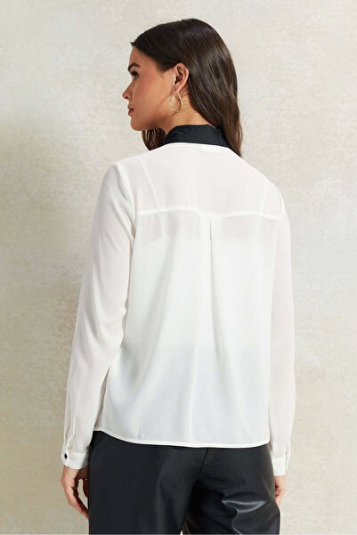 REDTAG Women White Embellished Collared Blouse