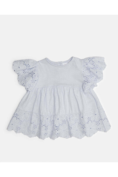 REDTAG Infant Girls Blue Embellished Blouse