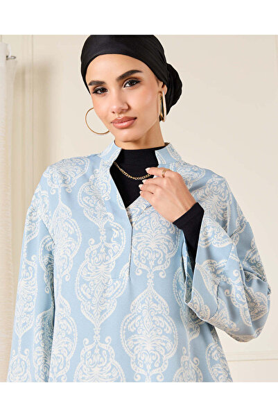 REDTAG Women Blue Printed Oversize Shirt Blouse