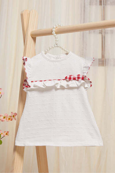 REDTAG بلوزة دوبي بيضاء محبوكة للبنات الرضع