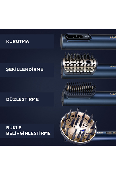 BABYLİSS Saç Kurutma ve Şekillendirme Seti Air Wand, Difüzör Başlık dahil, 1600W, 3 Başlık, İyon Teknolojisi