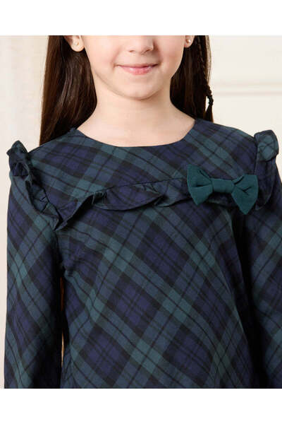 REDTAG Girls Navy Checkered Top