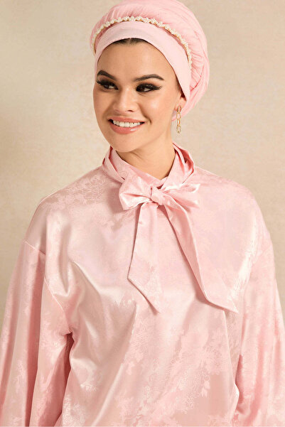 REDTAG Women Pink Shirt With Front Neck Bow