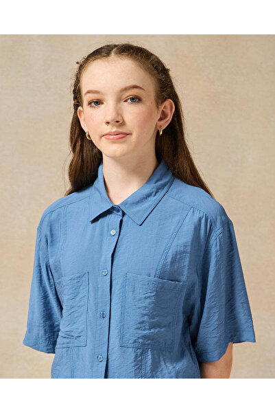 REDTAG Senior Girls Blue Denim Shirt
