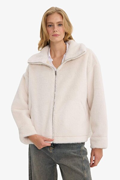 DeFacto Regular Fit Zippered Faux Faux Fur Coat F5567Ax25Wn