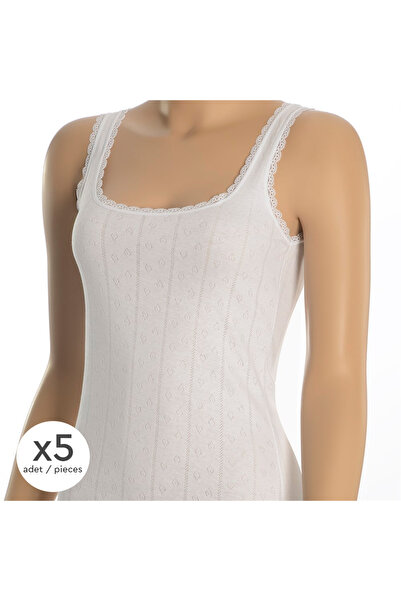 Altınay 5-Pack Jacquard Cotton Women's Undershirts - 90% Turkish Cotton - 6172