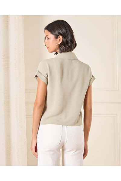 REDTAG Women Green Crinkled Shirt