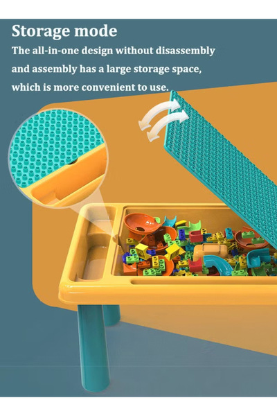 Generic Multifunctional building block table, puzzle game table, includes 1 chair (63 building blocks)