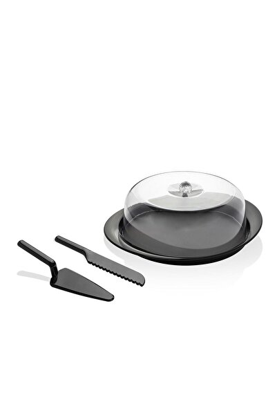 HSDemirci Acrylic Matte Black Cake Pan and Serving Set - 33 X 39 X 14 cm