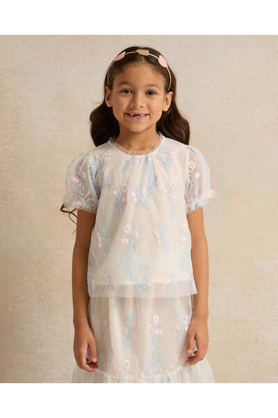 REDTAG Girls White Embroidered Blouse