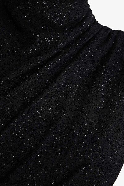 DeFacto Regular Fit Dik Yaka Parlak Kumaş Tül Kolsuz Midi Elbise G3637AX25AU