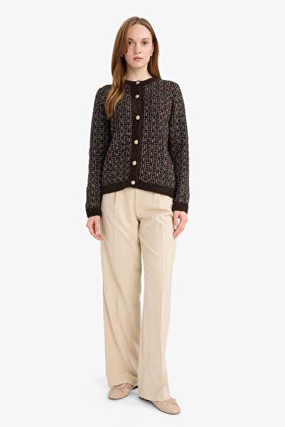 DeFacto Regular Fit Crew Neck Buttoned Knitwear Cardigan D7671Ax25Wn