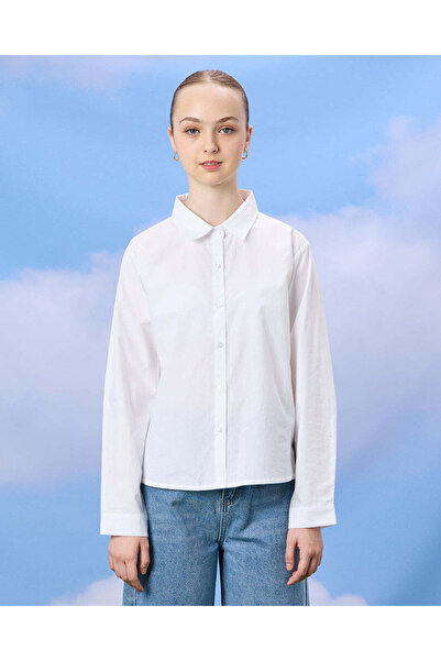 REDTAG Senior Girls White Plain Shirt