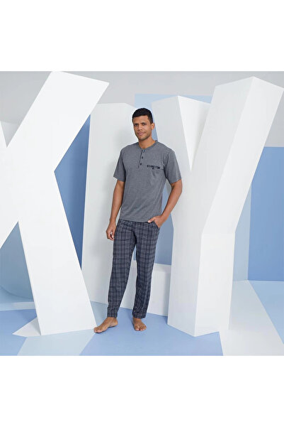 Etoile Men's Short Sleeve Midi Collar Summer Pajamas Set 2118