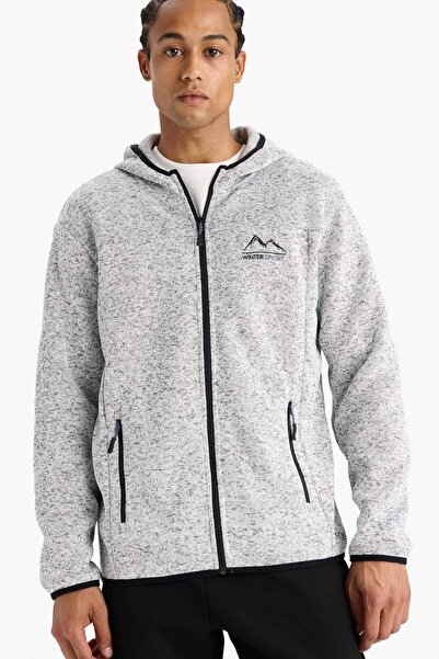 DeFacto Defactofit Standard Fit Hooded Soft Fleece Inside Zippered Fleece Cardigan F3811Ax25Wn