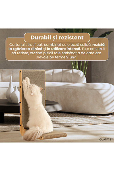 Cuantis Cat scratching post, durable corrugated cardboard, with toy, resistant, stable, 60 × 40 × 25 cm