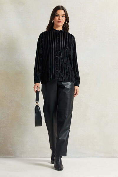 REDTAG Women Black Velour Blouse