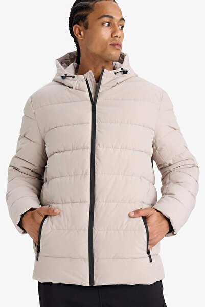 DeFacto Water Repellent S Slim Fit Slim Fit Lined K Hooded Zippered Pocket Padded Coat R0216Az25Au