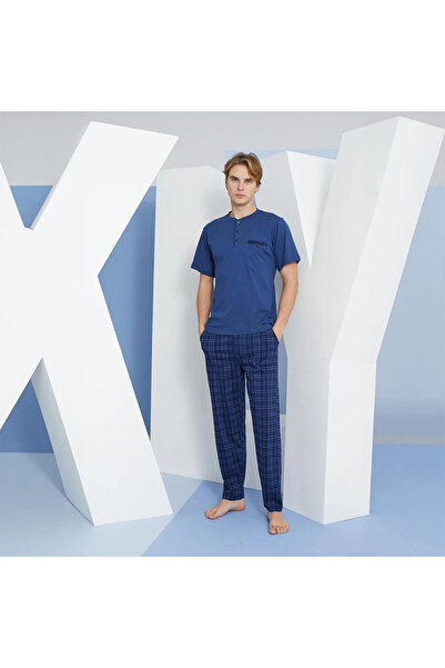 Etoile Men's Short Sleeve Midi Collar Summer Pajamas Set 2118