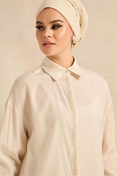 REDTAG Women Ivory Front Placket Collared Shirt