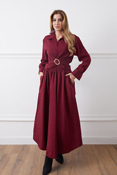 DPARİS Belt Detailed Shirt Skirt Two-Piece Set