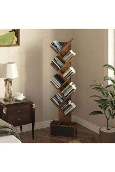 ZUIHAO Tier Tree Bookshelf Small Bookcase with Storage Cabinet Modern Tall Narrow Bookshelves