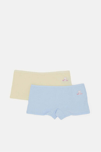 REDTAG Senior Girls Blue And Yellow Boxer Brief Set (Pack Of 2)