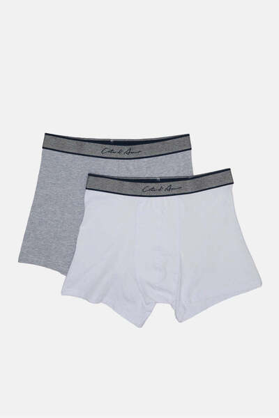 REDTAG Men Grey And White Boxers Brief Set (Pack of 2)