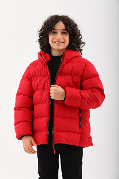 Neşeli Butik Girls Boys Red Waterproof Winter Coat with Inner Fleece Nbrbc015