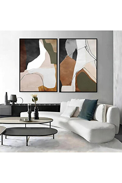 ALAYRA International مجموعة لوحات قماشية مزدوجة بتصميم تجريدي مكونة من قطعتين...