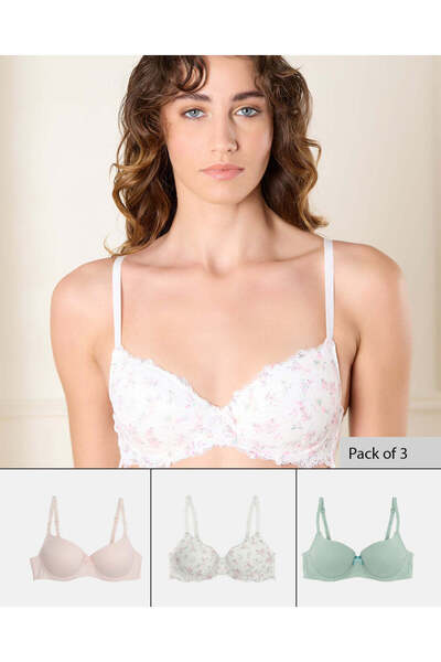 REDTAG حمالات صدر نسائية مطبوع متنوعة (عبوة من 3 قطع)