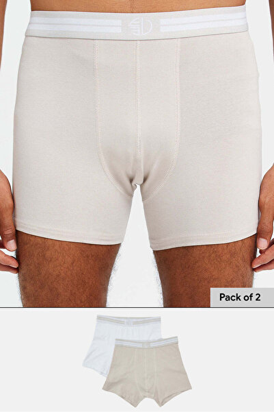 REDTAG طقم رجالي أبيض وبيج (عبوة من قطعتين)