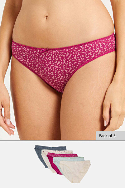 REDTAG Women Assorted Printed And Solid Bikini Brief Set (Pack of 5)