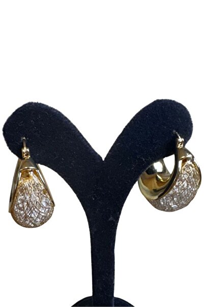 Uretti - Irem 3914 Thin Wire Knitted Zircon Stone Basket Earrings