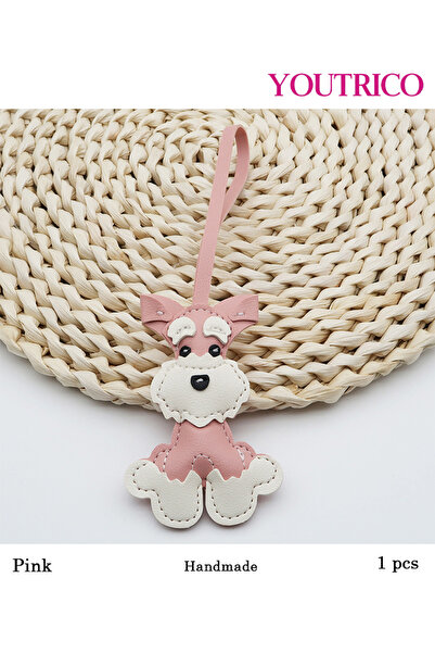 Youtrico سلسلة مفاتيح لطيفة للحيوانات الأليفة مصنوعة يدويًا من جلد البولي يور...