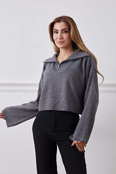 DPARİS Zippered Crop Knitwear Sweater