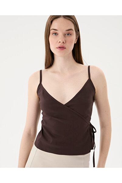 Ayma Active Brown Strappy Wrap Blouse