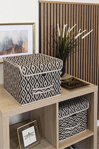 Tex Republic (2 bucăți) Cutie multifuncțională cu capac, organizator pentru rafturi pentru dulap Bohe, cutie decorativă de depozitare 30X30X23 cm