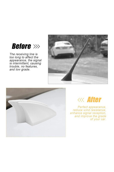 Mob HD-5413 Shark Fin Antenna Cover Universal Car Roof Aerial Decoration – White Durable ABS