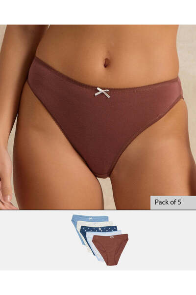 REDTAG Women Assorted High-leg Brief Set (Pack of 5)