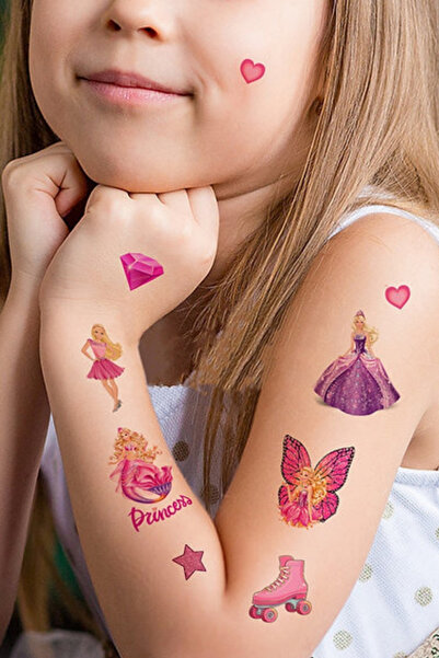 Le Mabelle Pink Princess Themed Girl's Tattoo Set