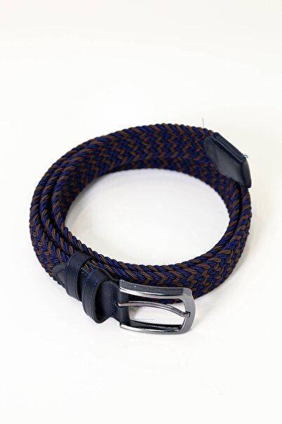 Velvarde Knitted Belt Navy Blue-Brown