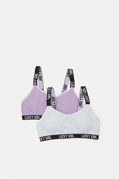 REDTAG Senior Girls White And Purple Padded Bra (Pack of 2)