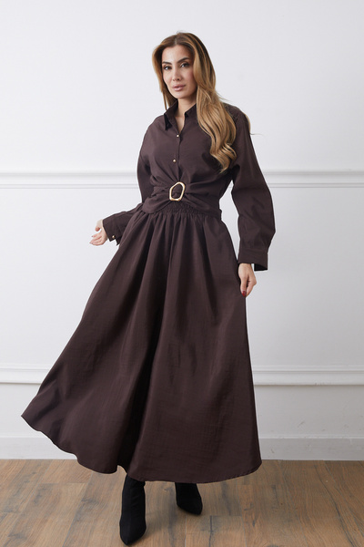 DPARİS Belt Detailed Shirt Skirt Two-Piece Set