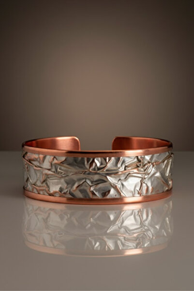 OSMANLI GÜMÜŞ Women's Copper Bracelet - White Star Powder Thick Model Copper Women's Bracelet